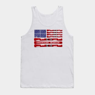 American Winter - skis and snowflakes USA flag - white background Tank Top